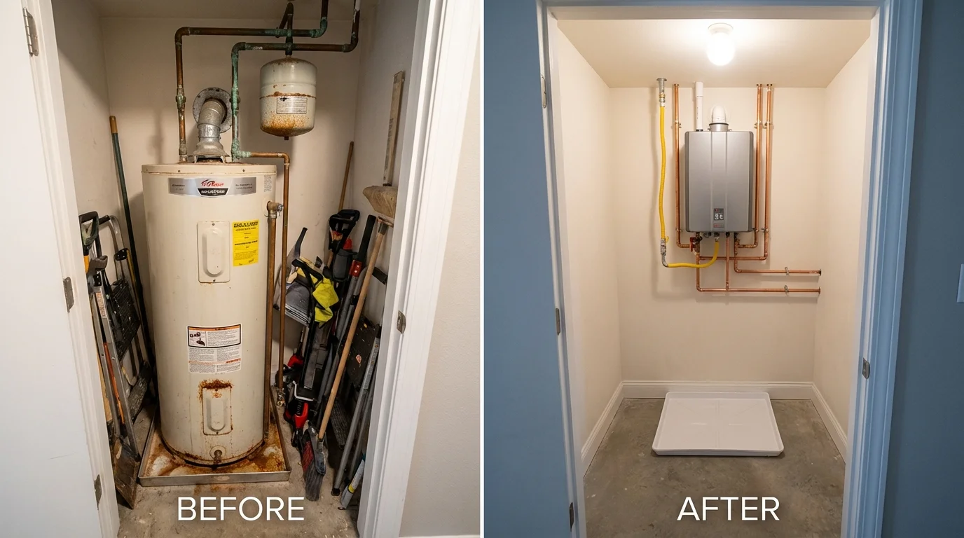 Tank water heater versus wall-mounted tankless unit comparison for Ellensburg, WA homeowners