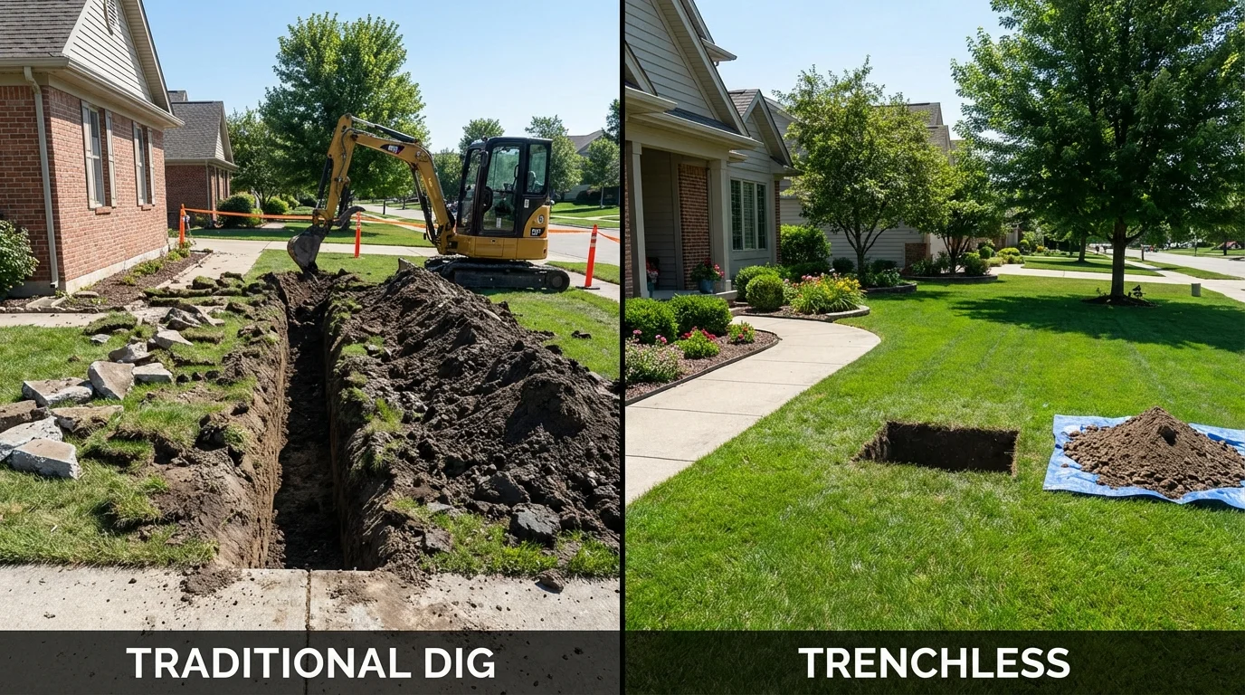 Trenchless sewer repair with minimal yard damage versus traditional excavation in Ellensburg, WA